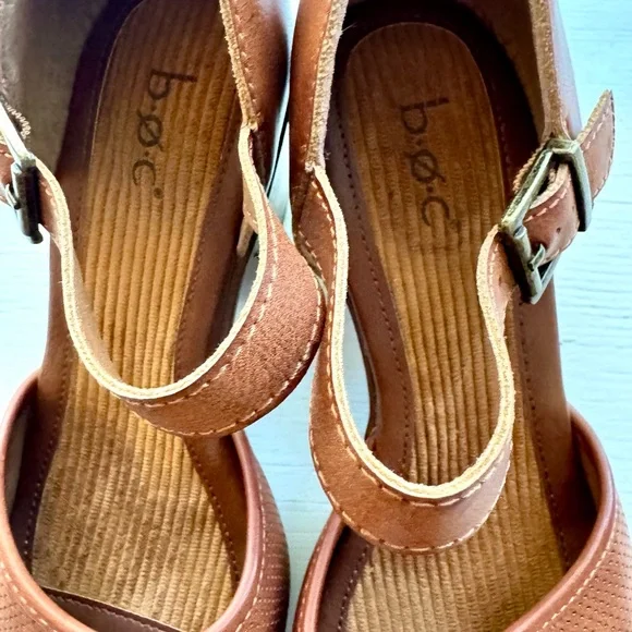 B.O.C. Brown Women's Clog Mary Jane Heels - Picture 6 of 6